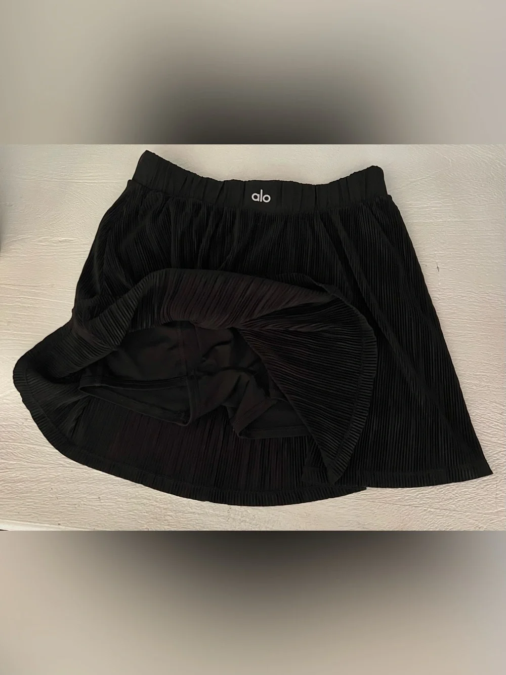 ALO Yoga Black Micro Plisse Tennis Skirt Skort XS